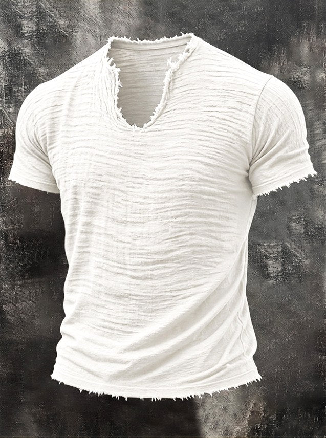 Jeff - Men's Frayed V-Neck T-Shirt 4