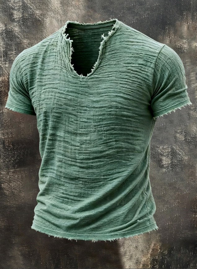 Jeff - Men's Frayed V-Neck T-Shirt 6