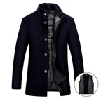 Jemmuel - Men's Quilted-Lining Stand Collar Long Coat 1