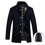 Jemmuel - Men's Quilted-Lining Stand Collar Long Coat 2