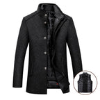 Jemmuel - Men's Quilted-Lining Stand Collar Long Coat 3