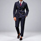 Jervie - Men's Double-Breasted Pinstripe Formal Suit 3