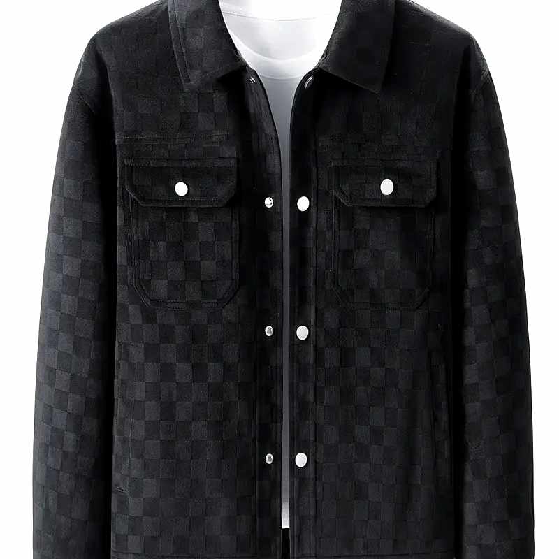 John - Men's Checkered Suede Blazer Jacket 5