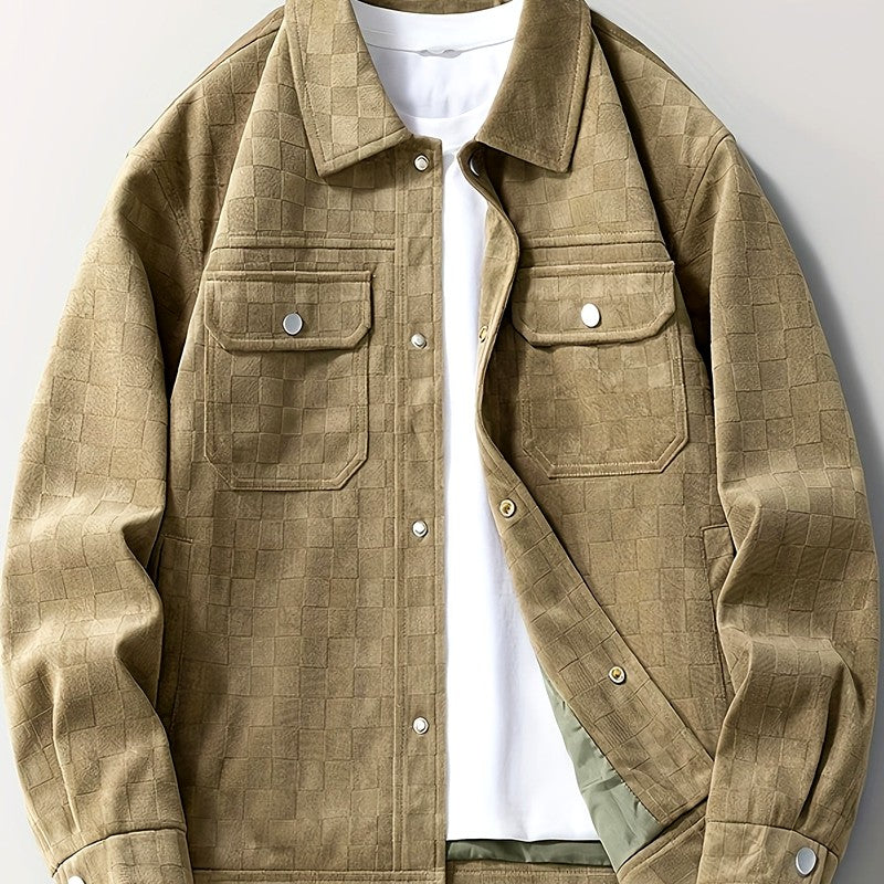 John - Men's Checkered Suede Blazer Jacket 9