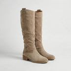 Juliana - Women's Slouch Knee-High Boots with Buckle Strap