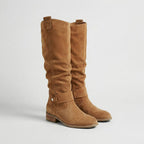 Juliana - Women's Slouch Knee-High Boots with Buckle Strap