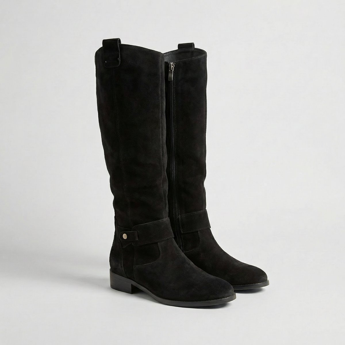 Juliana - Women's Slouch Knee-High Boots with Buckle Strap