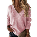 Juliet - Women's Ribbed V-Neck Pullover Sweater