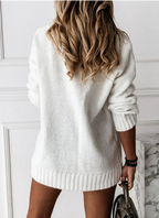 Juliet - Women's Ribbed V-Neck Pullover Sweater