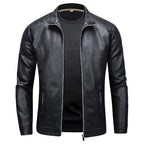 Kai - Men's Leather Moto Jacket with Stand Collar