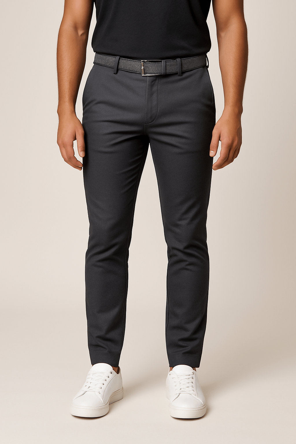 Kai - Men's Tapered Stretch Chinos with Textured Belt