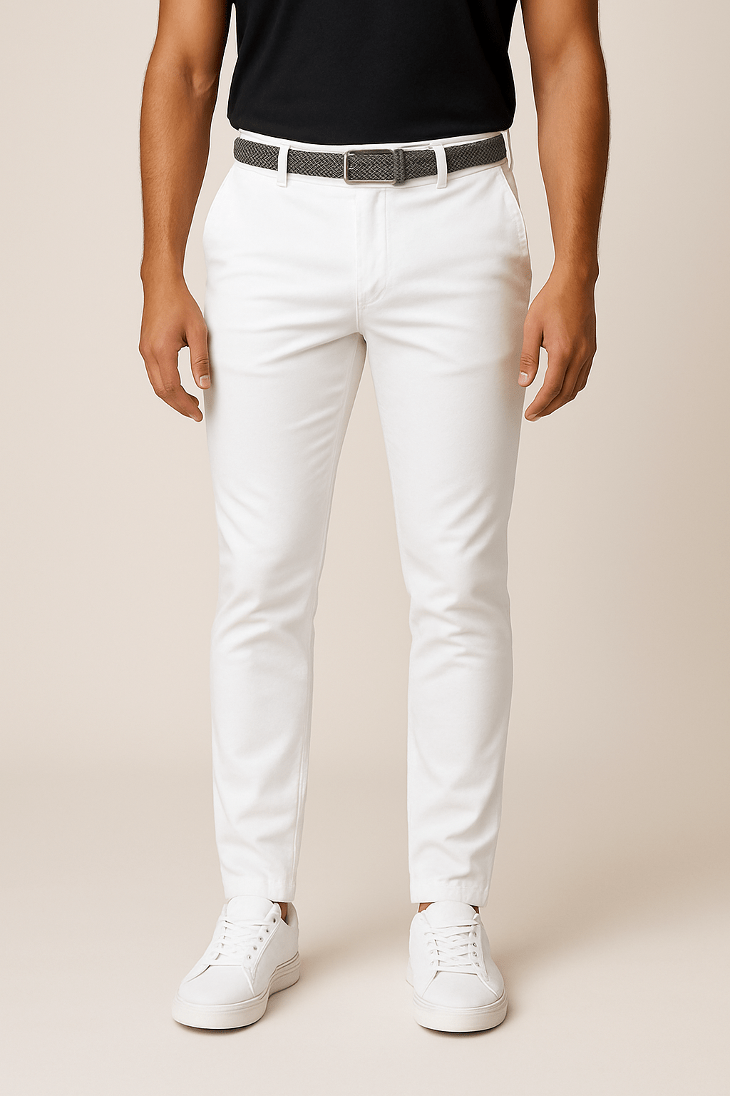Kai - Men's Tapered Stretch Chinos with Textured Belt