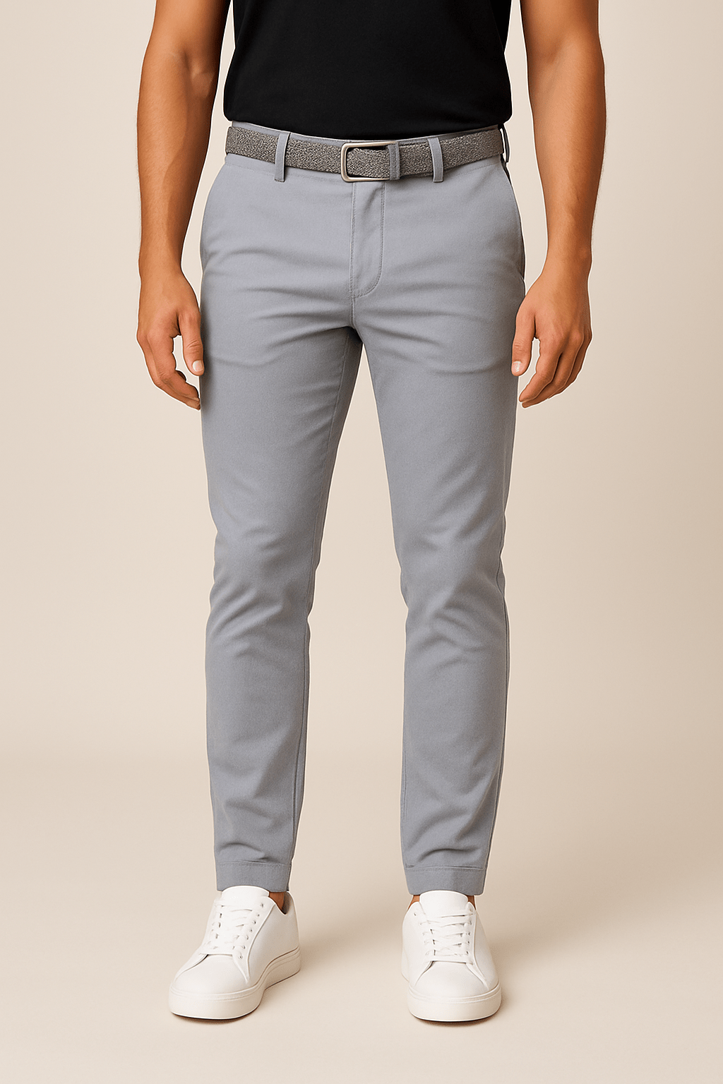 Kai - Men's Tapered Stretch Chinos with Textured Belt