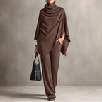 Kaia - Women's Cowl Neck Poncho & Pants Matching Set 2