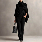 Kaia - Women's Cowl Neck Poncho & Pants Matching Set 4