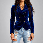 Karen - Women's Velvet Double-Breasted Fitted Blazer 2