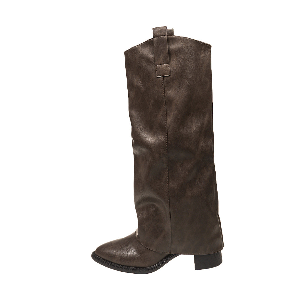 Karina - Women's Knee-High Slip-On Boots with Stacked Heel