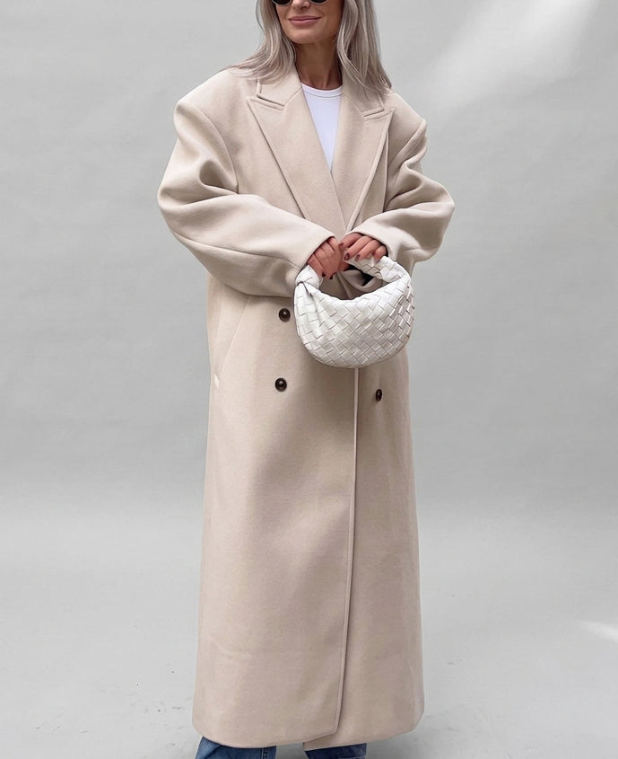 Karsyn - Women's Double-Breasted Wool Coat with Button Cuffs