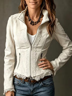 Kaylee - Women's Tailored Full-Zip Jacket with Lace Trim 2