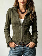 Kaylee - Women's Tailored Full-Zip Jacket with Lace Trim 3