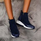 Kecia - Women's Crocodile-Embossed Wedge Ankle Boots
