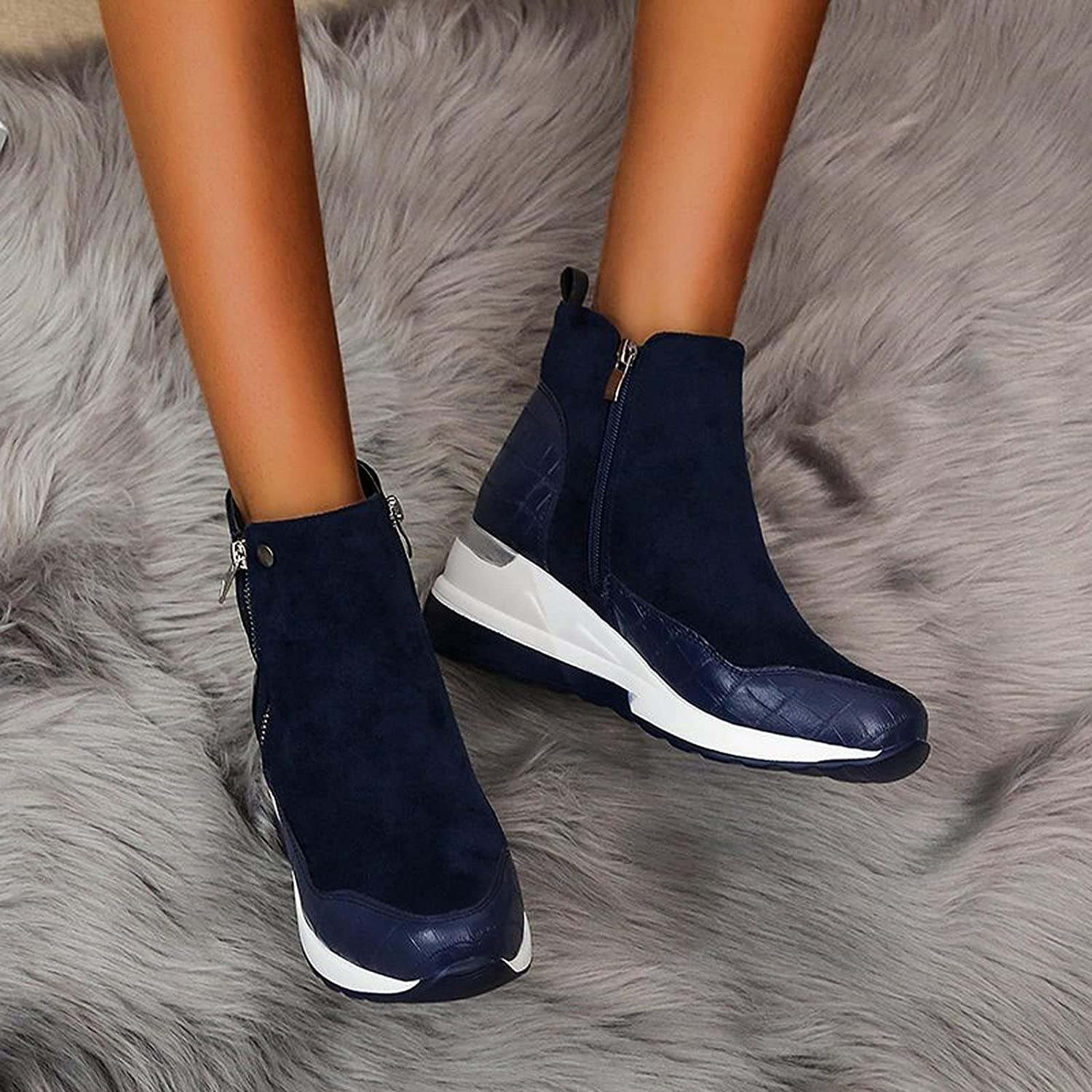 Kecia - Women's Crocodile-Embossed Wedge Ankle Boots
