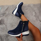 Kecia - Women's Crocodile-Embossed Wedge Ankle Boots