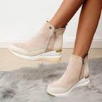 Kecia - Women's Crocodile-Embossed Wedge Ankle Boots