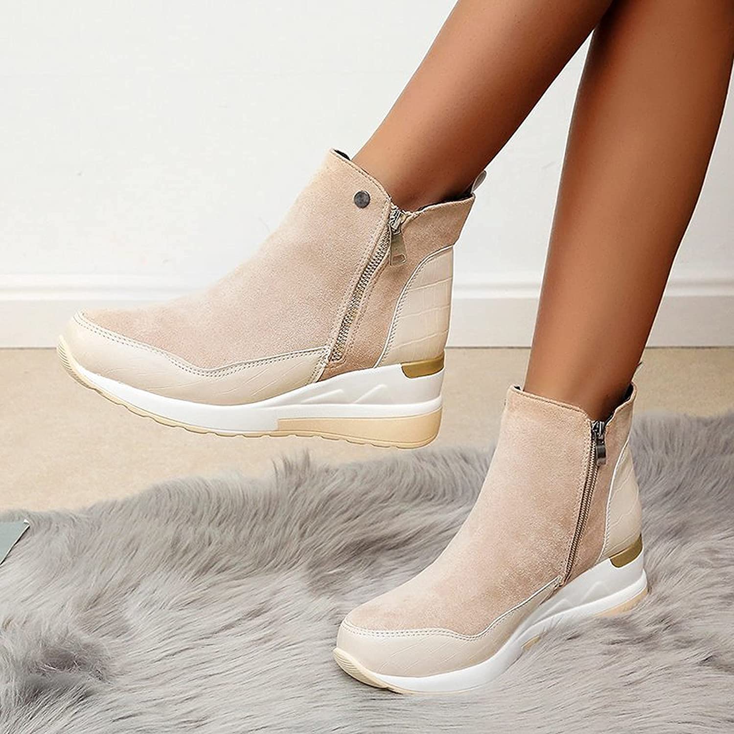 Kecia - Women's Crocodile-Embossed Wedge Ankle Boots