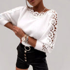 Kiana - omen's Knit Sweater with Lace Sleeve Detail 8