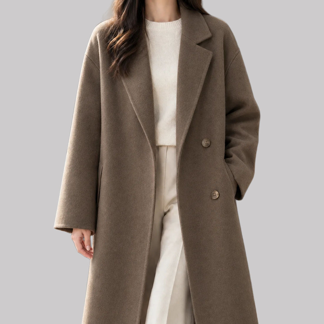 Kimberly - Women's Notched-Lapel Wool-Blend Coat