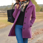 Kylee - Women's Single-Breasted Wool Coat with Button Closure
