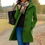 Kylee - Women's Single-Breasted Wool Coat with Button Closure