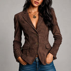 Laurel - Women's Faux Suede Vintage Fitted Blazer 1