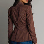 Laurel - Women's Faux Suede Vintage Fitted Blazer 2