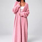 Lauren - Women's Longline Fuzzy Knit Open-Front Cardigan 1