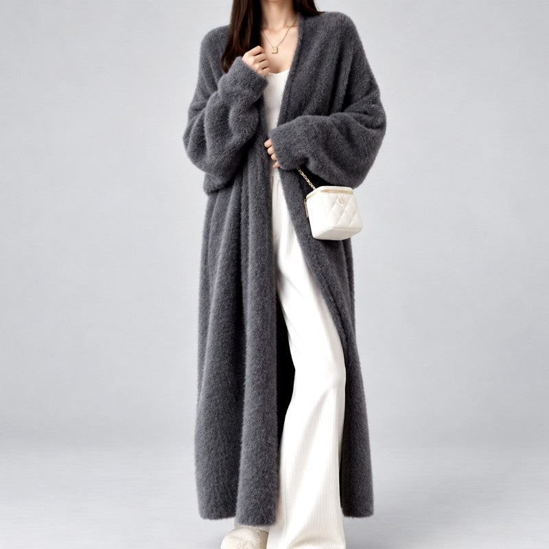 Lauren - Women's Longline Fuzzy Knit Open-Front Cardigan 3