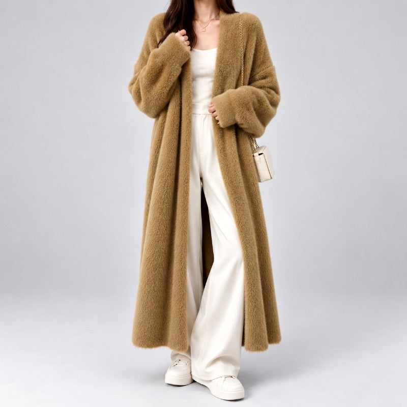 Lauren - Women's Longline Fuzzy Knit Open-Front Cardigan 5