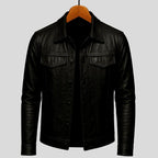 Laurence - Men's Leather Trucker Jacket with Flap Pockets 10