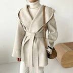 Leona - Women’s Oversized Collar Belted Coat 4