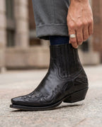 Lester - Men's Burnished Leather Western Ankle Boots