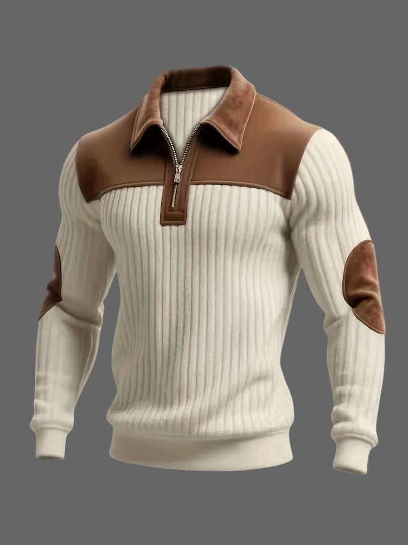 Levi - Men's Half-Zip Polo with Suede-Trimmed Shoulders 
