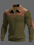 Levi - Men's Half-Zip Polo with Suede-Trimmed Shoulders 