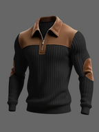 Levi - Men's Half-Zip Polo with Suede-Trimmed Shoulders 