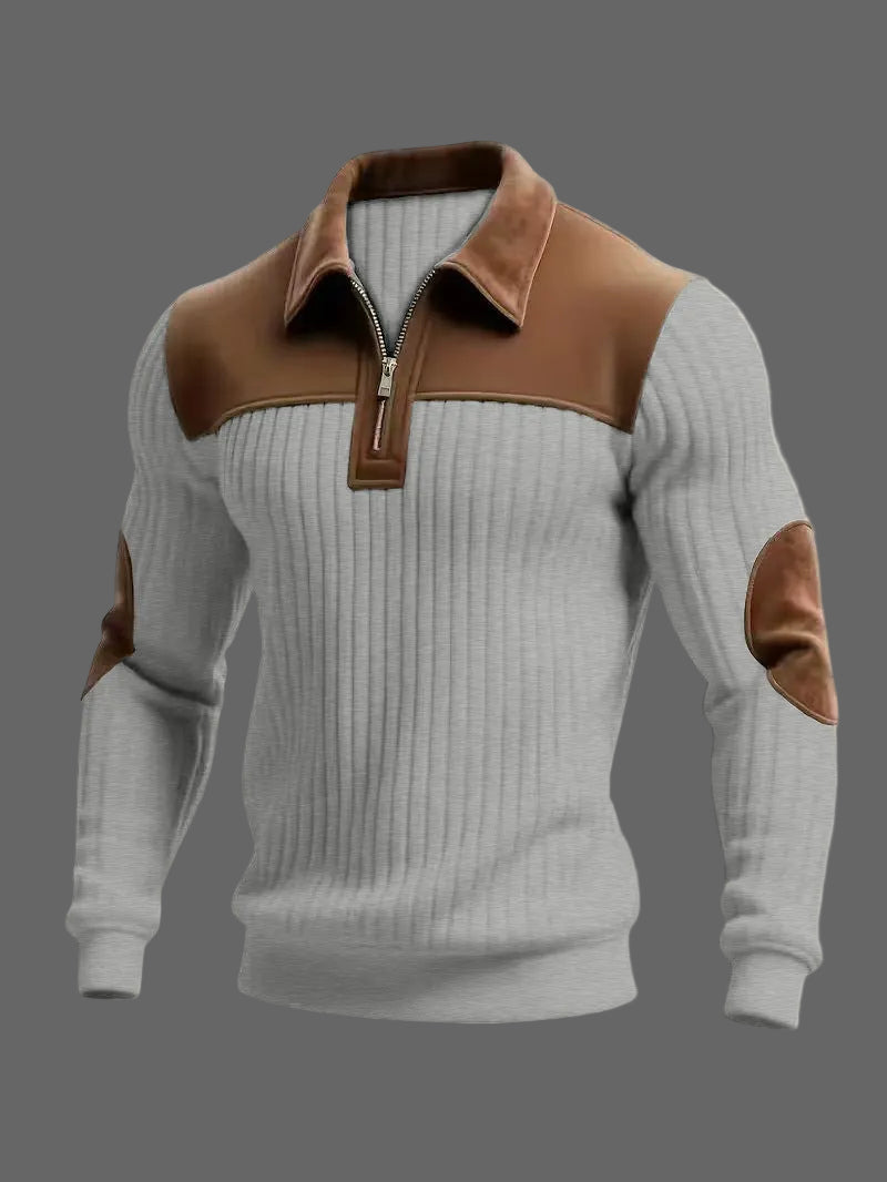 Levi - Men's Half-Zip Polo with Suede-Trimmed Shoulders 
