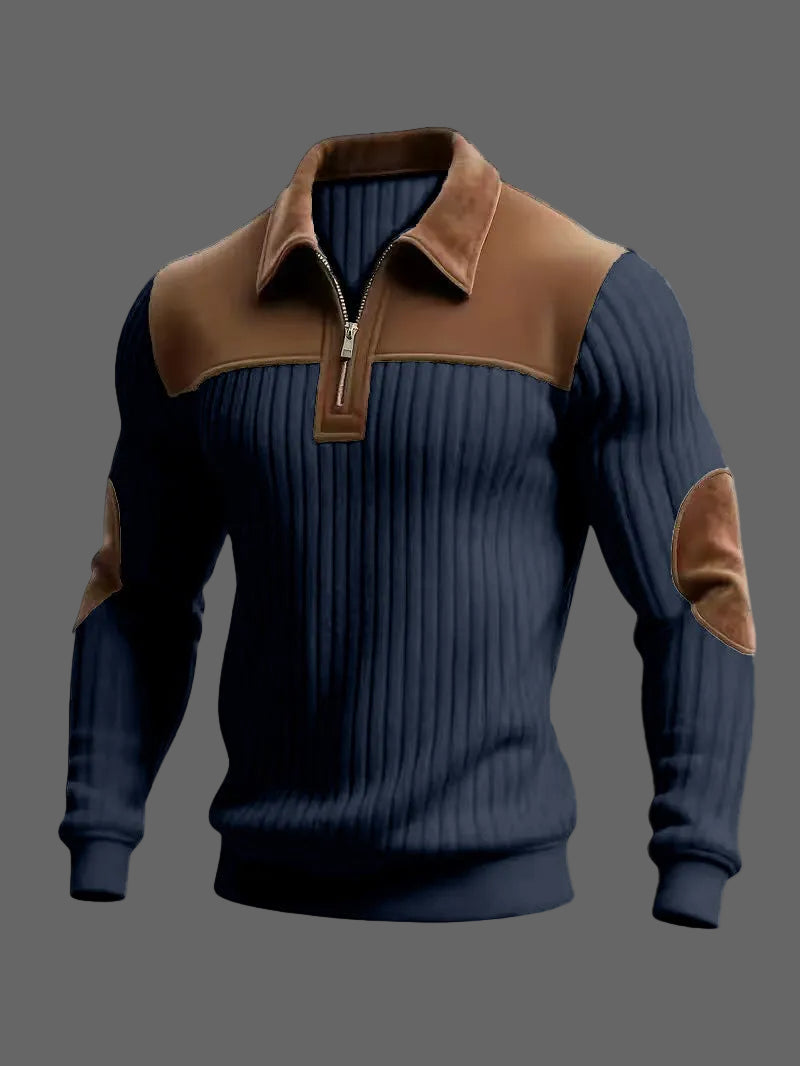 Levi - Men's Half-Zip Polo with Suede-Trimmed Shoulders 