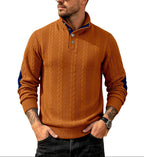 Levi - Men's Cable Knit Quarter-Button Stand Collar Sweater 4