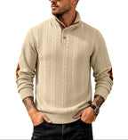 Levi - Men's Cable Knit Quarter-Button Stand Collar Sweater 5
