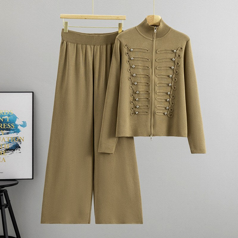 Lia - Women’s High-Neck Jacket and Wide-Leg Trousers Set 2