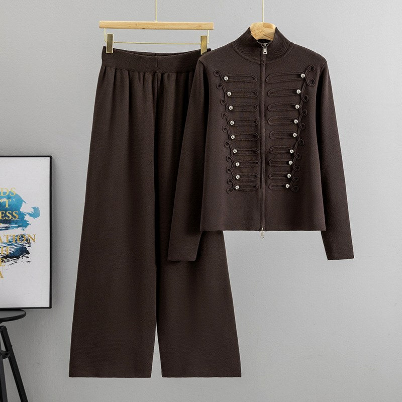 Lia - Women’s High-Neck Jacket and Wide-Leg Trousers Set 3